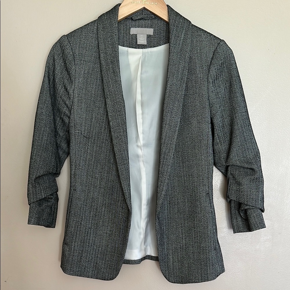 H&M Gray Tailored Blazer with 3/4 Sleeves